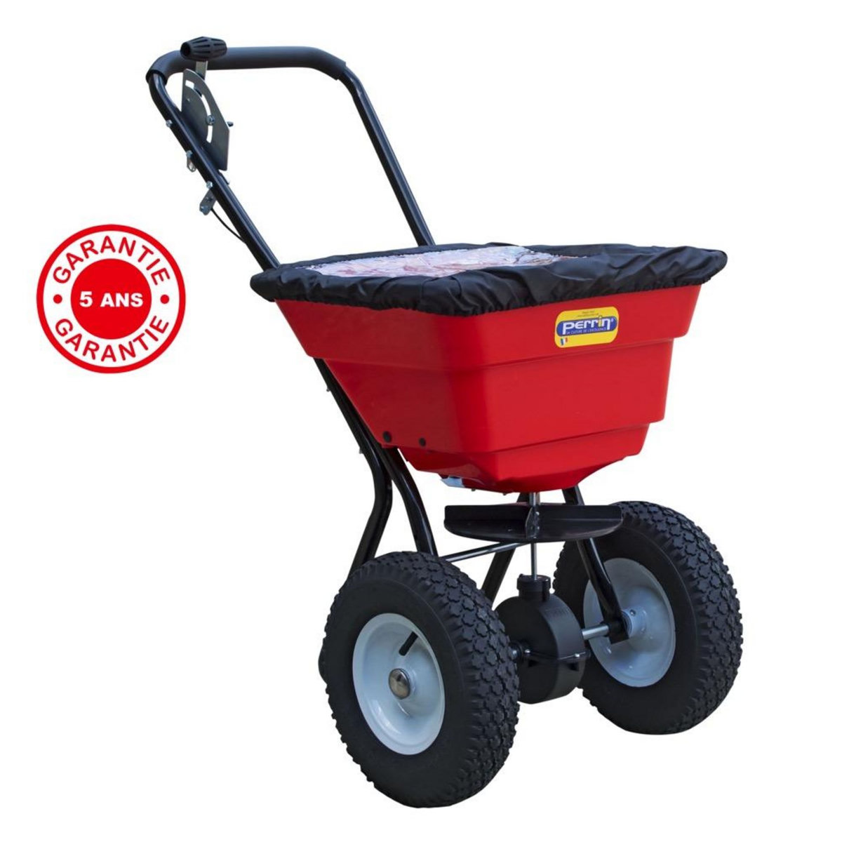 OUTILS PERRIN Epandeur à sel, épandeur à engrais, 29 L professionnel roues gonflables, bâche pour bac
