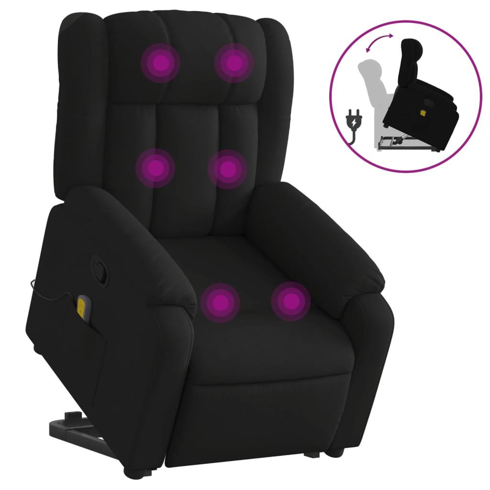 Voir la diapositive 2 : VIDAXL Fauteuil de massage inclinable Noir Tissu
