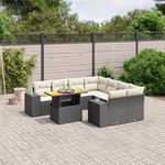 VIDAXL Salon de jardin 9 pcs avec coussins noir resine tressee