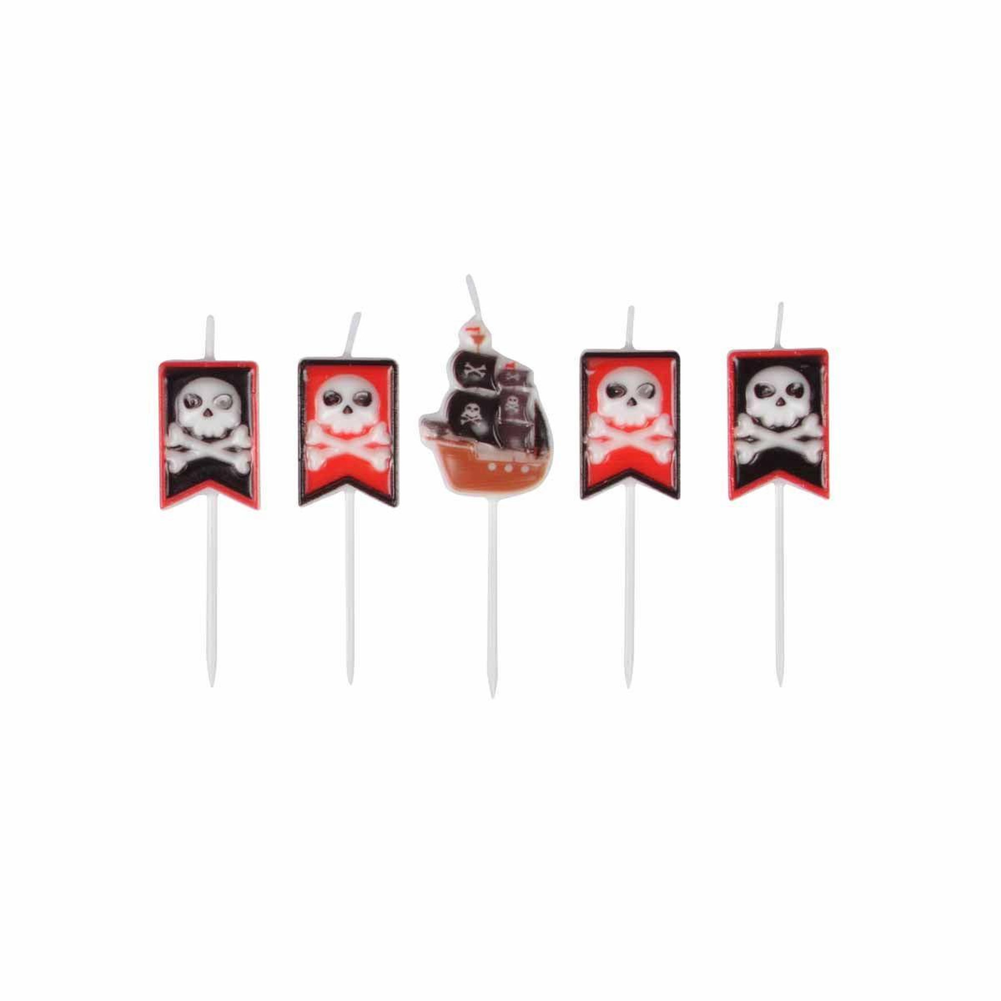 HOMEA Lot de 5 Bougies d'Anniversaire  Pirates  Rouge & Noir
