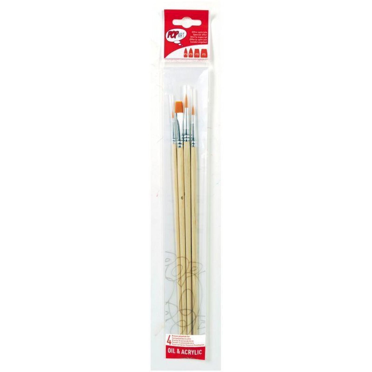 Pebeo Set de 4 pinceaux polyamide dorés