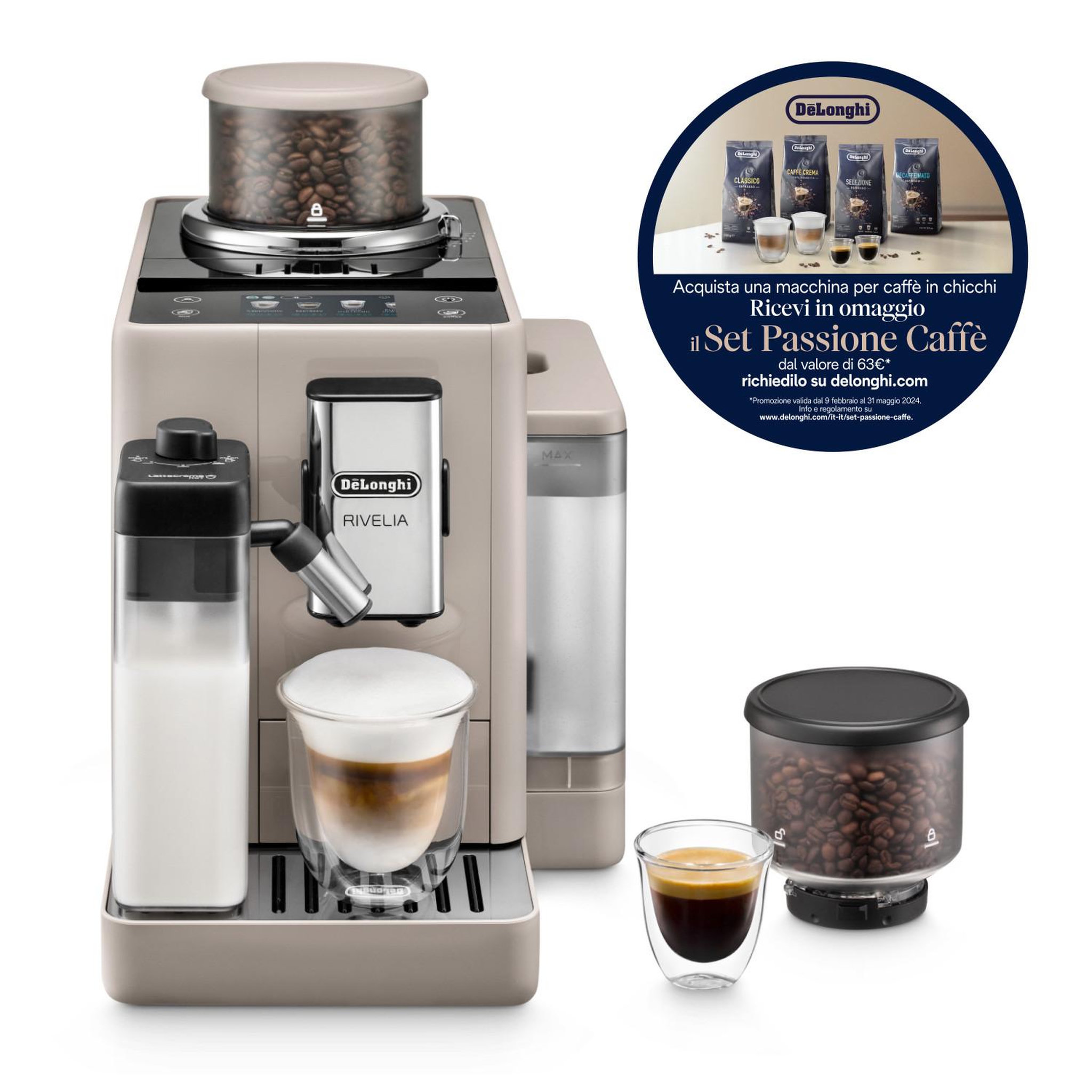 Voir la diapositive 3 : DELONGHI Machine à café automatique de longhi rivelia exam440.55.bg 1,4 l beige
