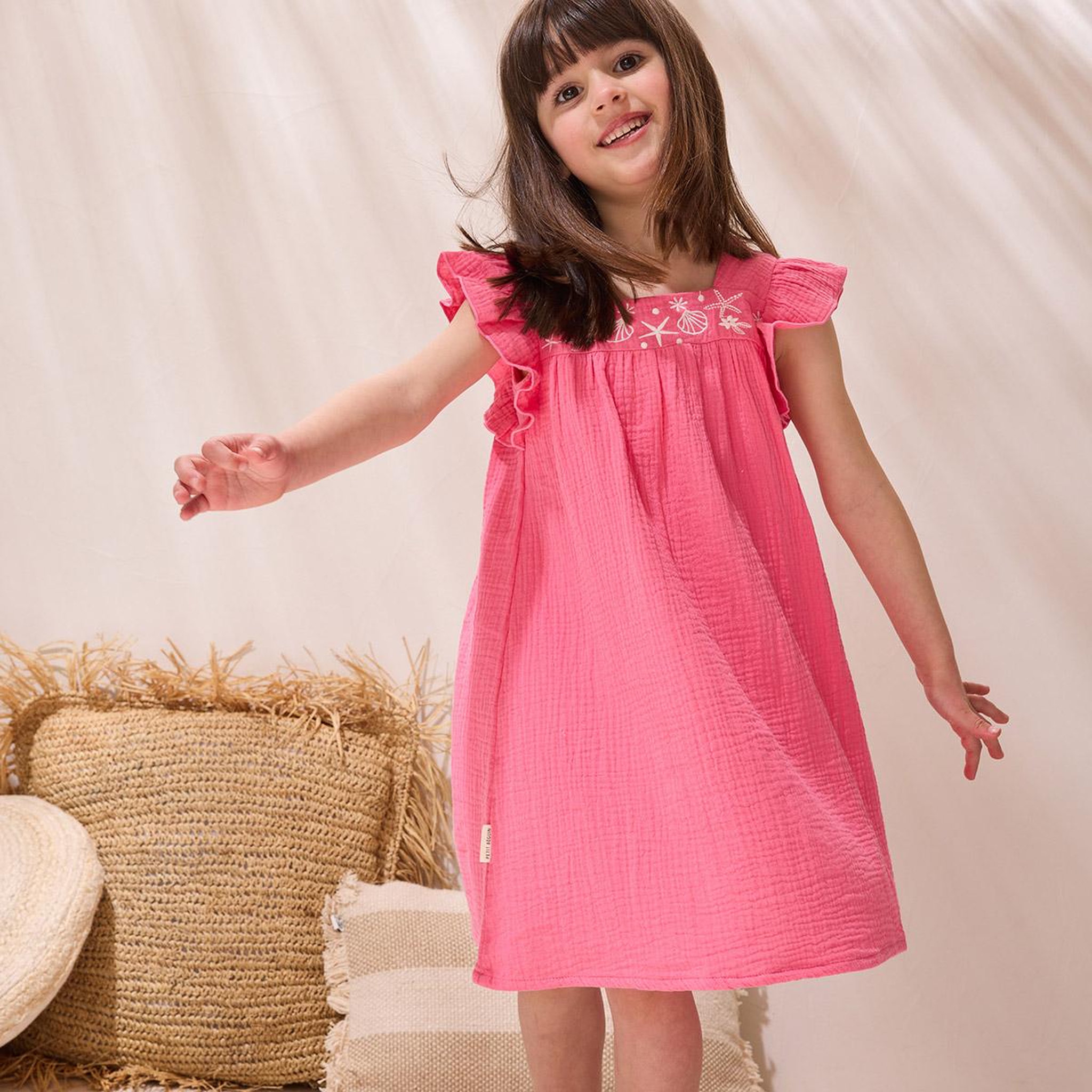 Voir la diapositive 5 : Petit Béguin Robe enfant en gaze de coton bahamas