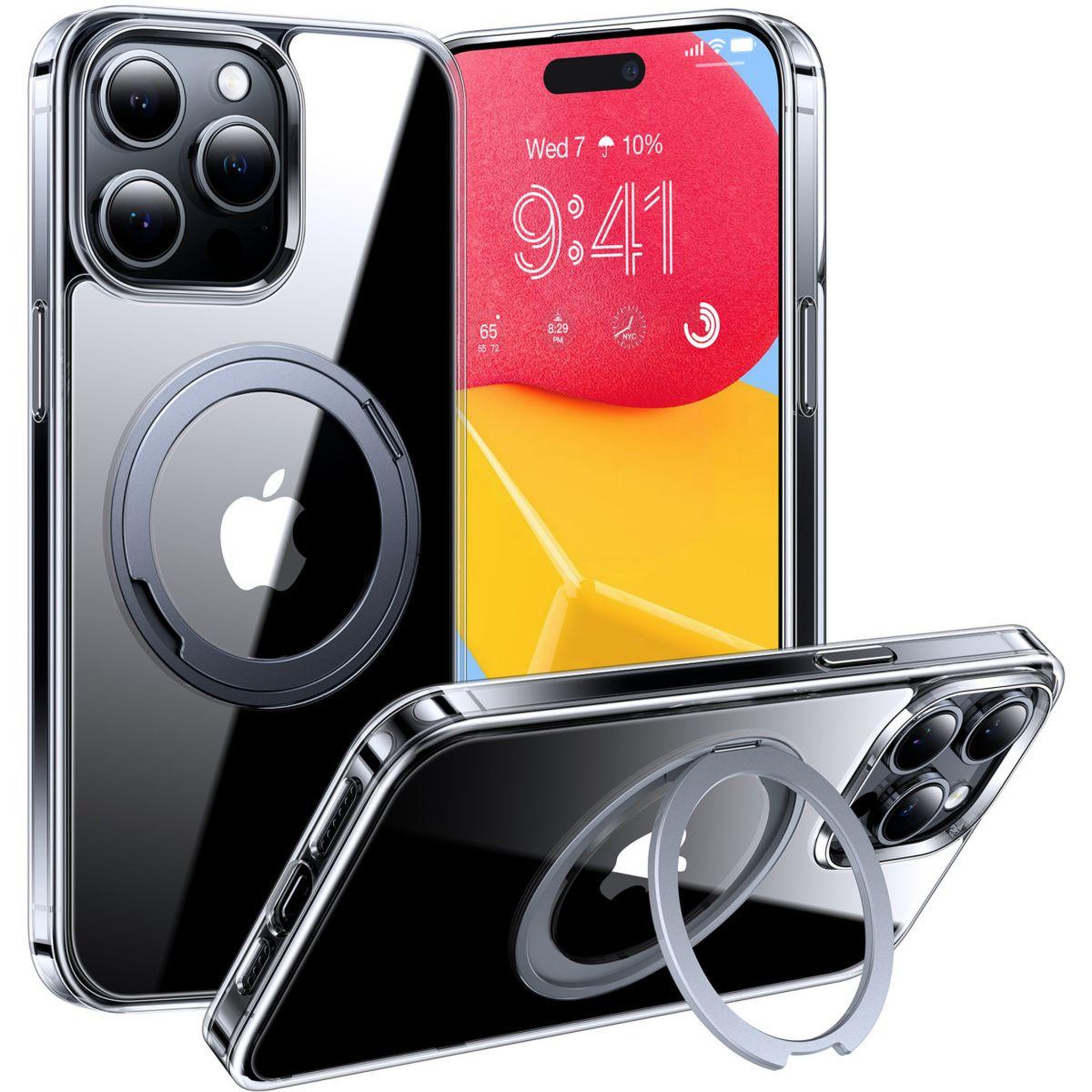 Voir la diapositive 1 : TORRAS Coque intégrale iPhone 15 Pro MagSafe + support rotatif