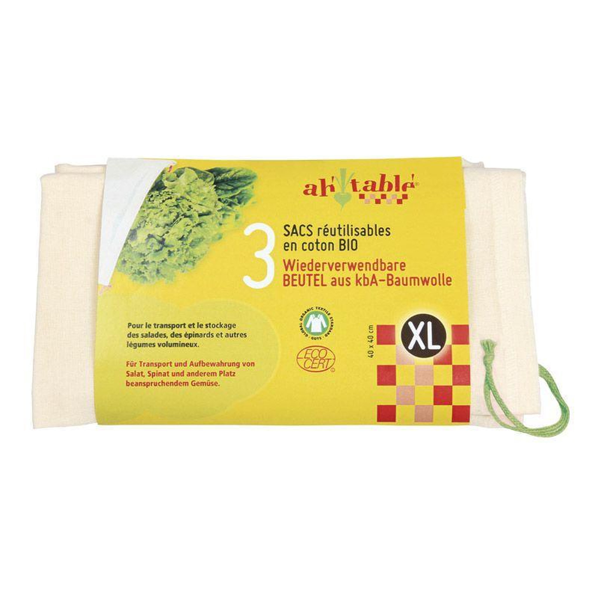 Voir la diapositive 2 : AH! TABLE! Lot de 3 sacs réutilisables - XL