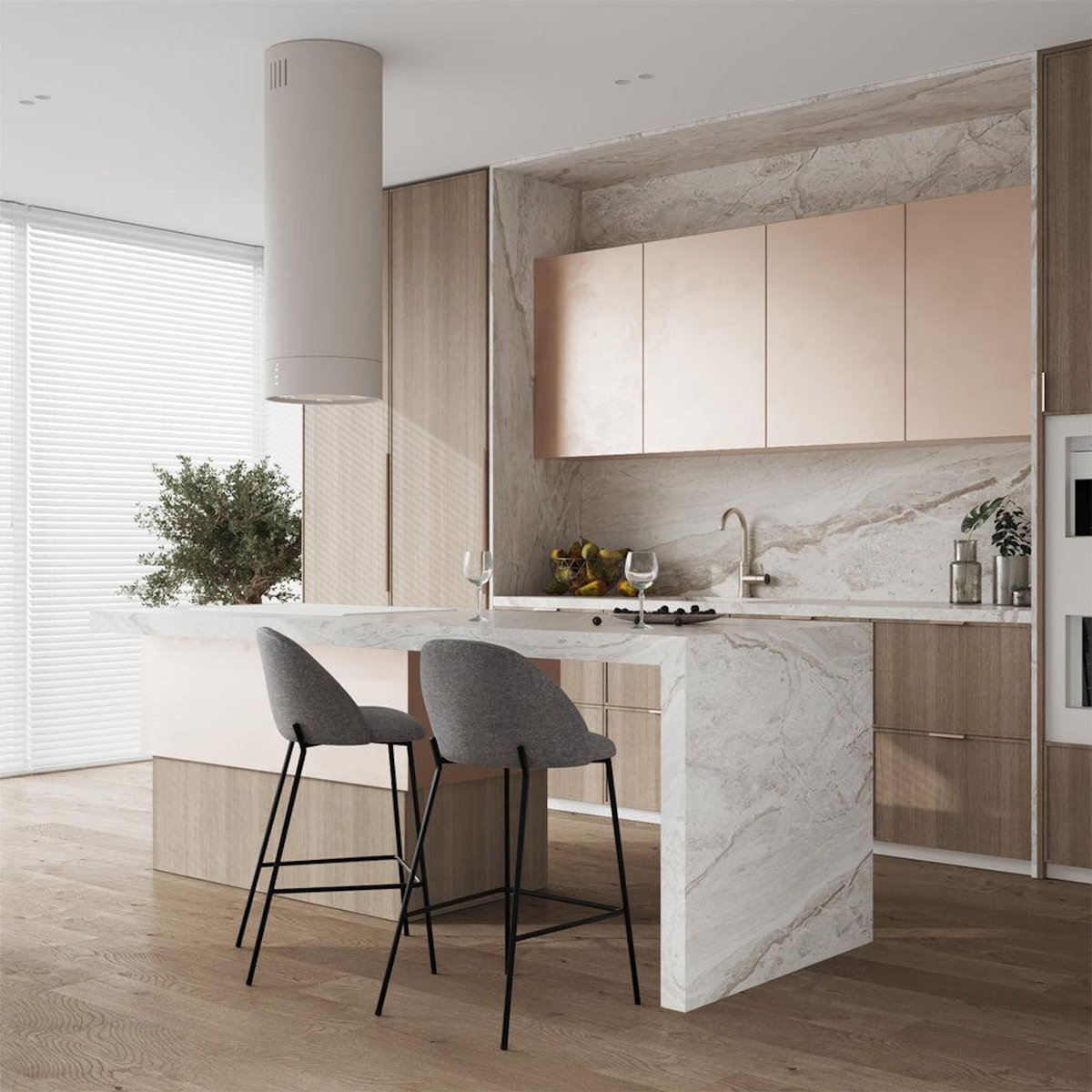 Rendez vous déco Lot de 2 chaises pour îlot central 66 cm en tissu chiné gris foncé - Karl