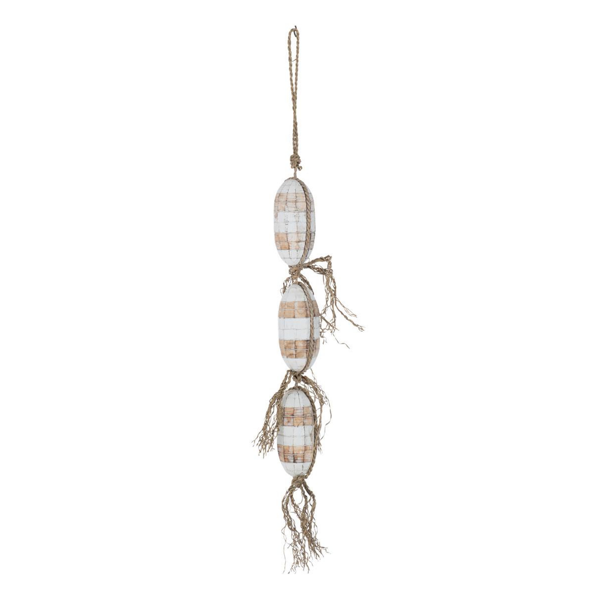 J-LINE Suspension Murale  3 Bouées  58cm Blanc & Beige