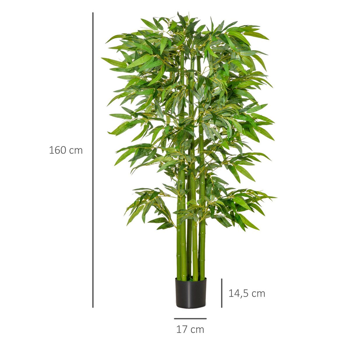 HOMCOM Bambou artificiel XL 1,60H m 975 feuilles denses réalistes pot inclus noir vert