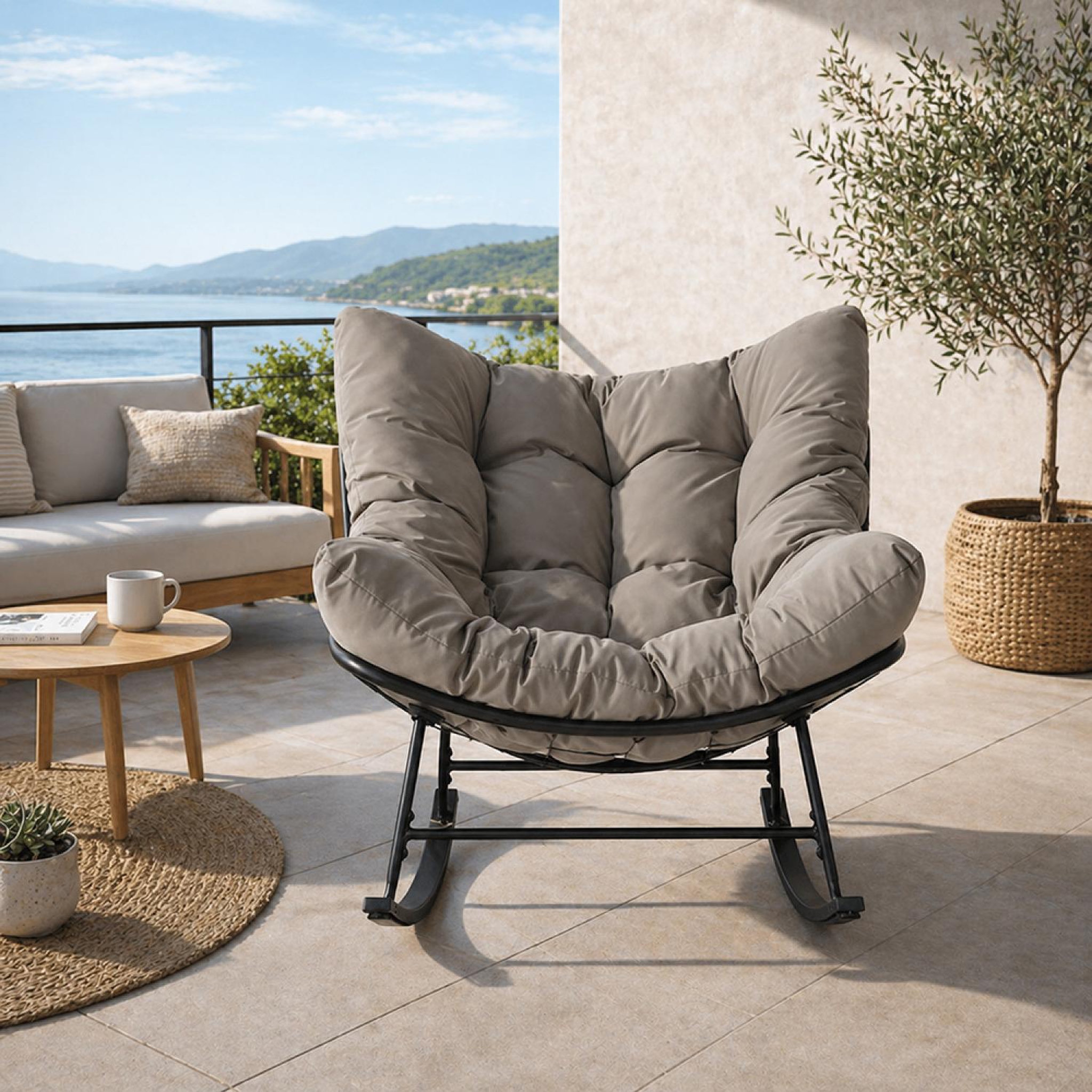 Voir la diapositive 5 : CONCEPT USINE Fauteuil à bascule d'intérieur et d'extérieur gris quito