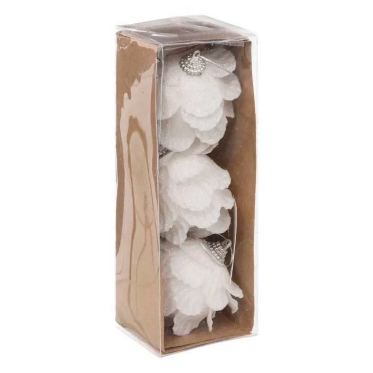 ATMOSPHERA Lot de 3 Sujets de Noël  Fleurs  7cm Blanc