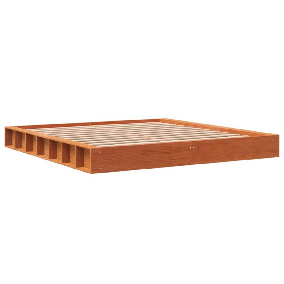 VIDAXL Cadre de lit sans matelas cire marron 200x200cm bois pin massif