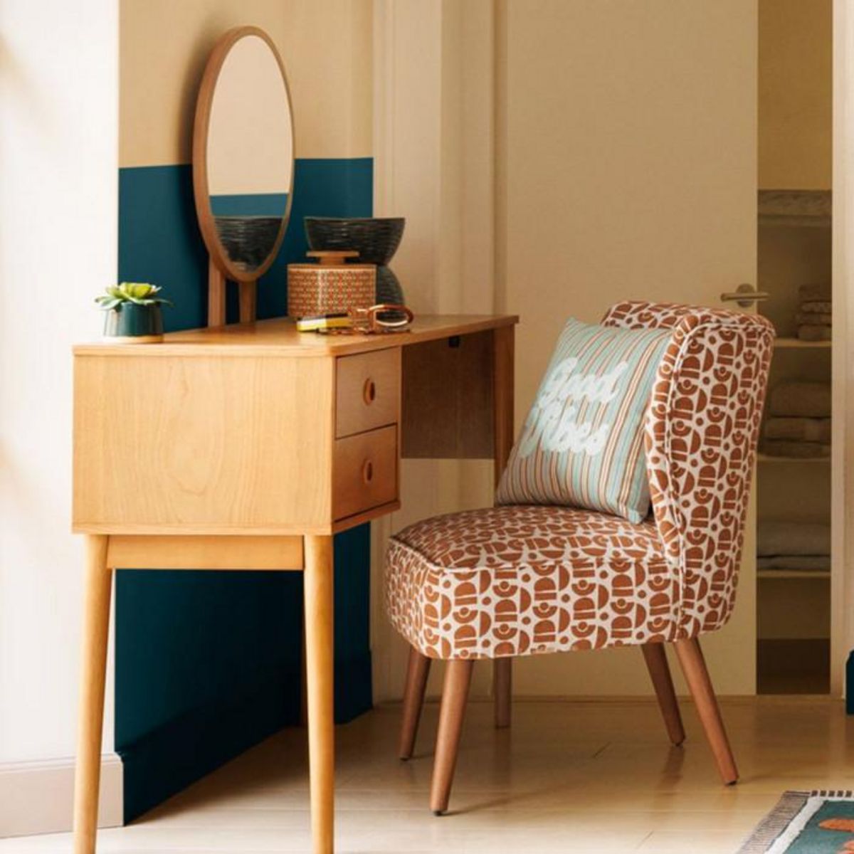 ATMOSPHERA Coiffeuse en Bois 4 Tiroirs  Charlie  126cm Marron