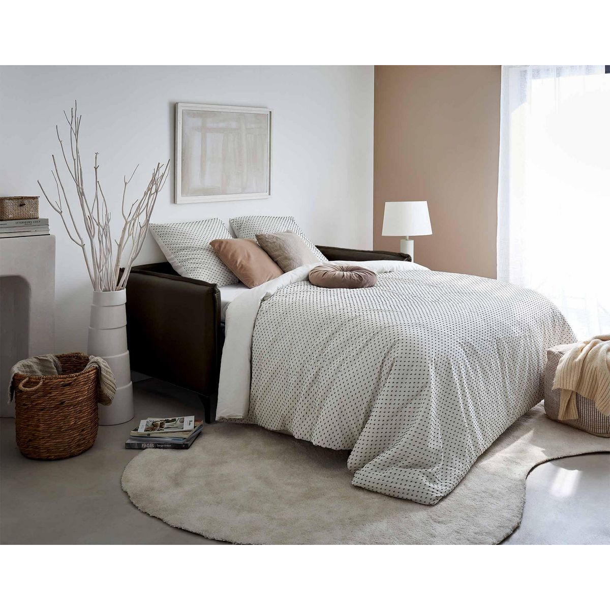 LISA DESIGN Agate - canapé 3 places convertible - couchage quotidien - matelas 14 cm - en velours