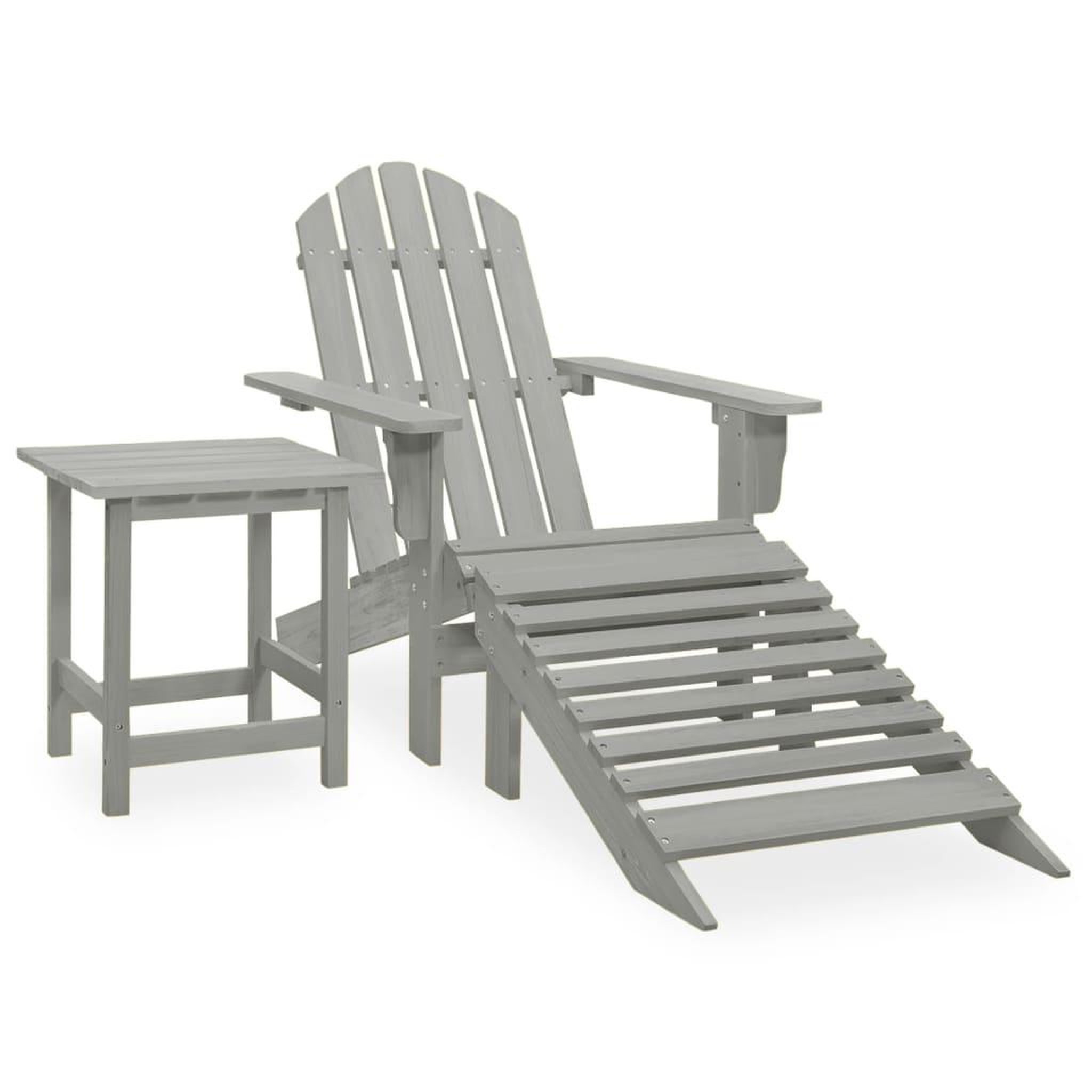 Voir la diapositive 1 : VIDAXL Chaise de jardin Adirondack avec pouf et table Sapin Gris