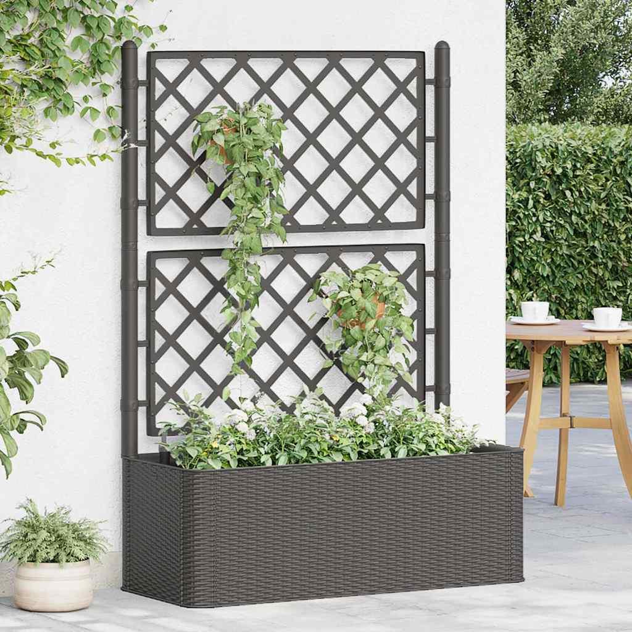 Voir la diapositive 3 : VIDAXL Lit sureleve de jardin treillis systeme d'arrosage Anthracite