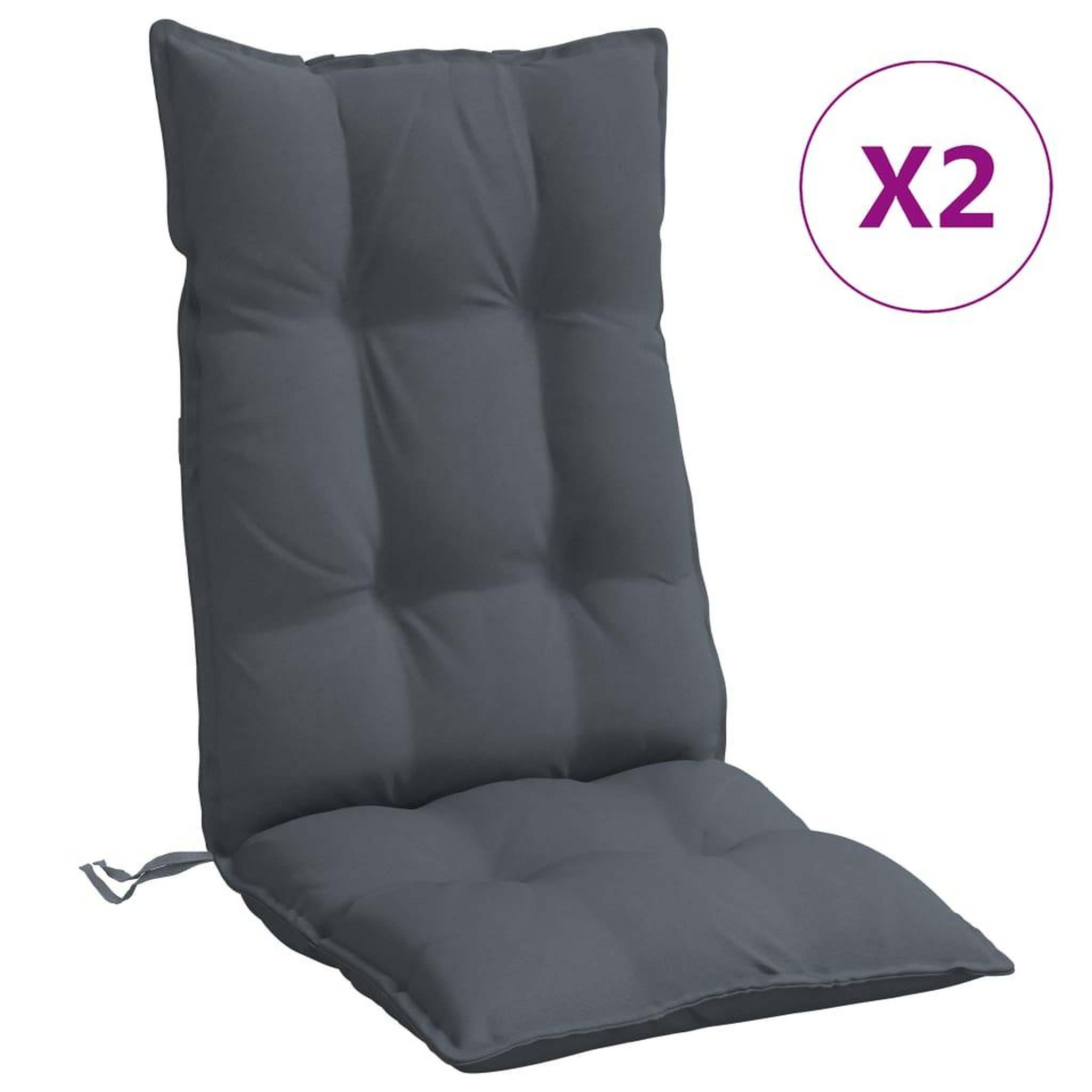 Voir la diapositive 2 : VIDAXL Coussins de chaise a dossier haut lot de 2 anthracite