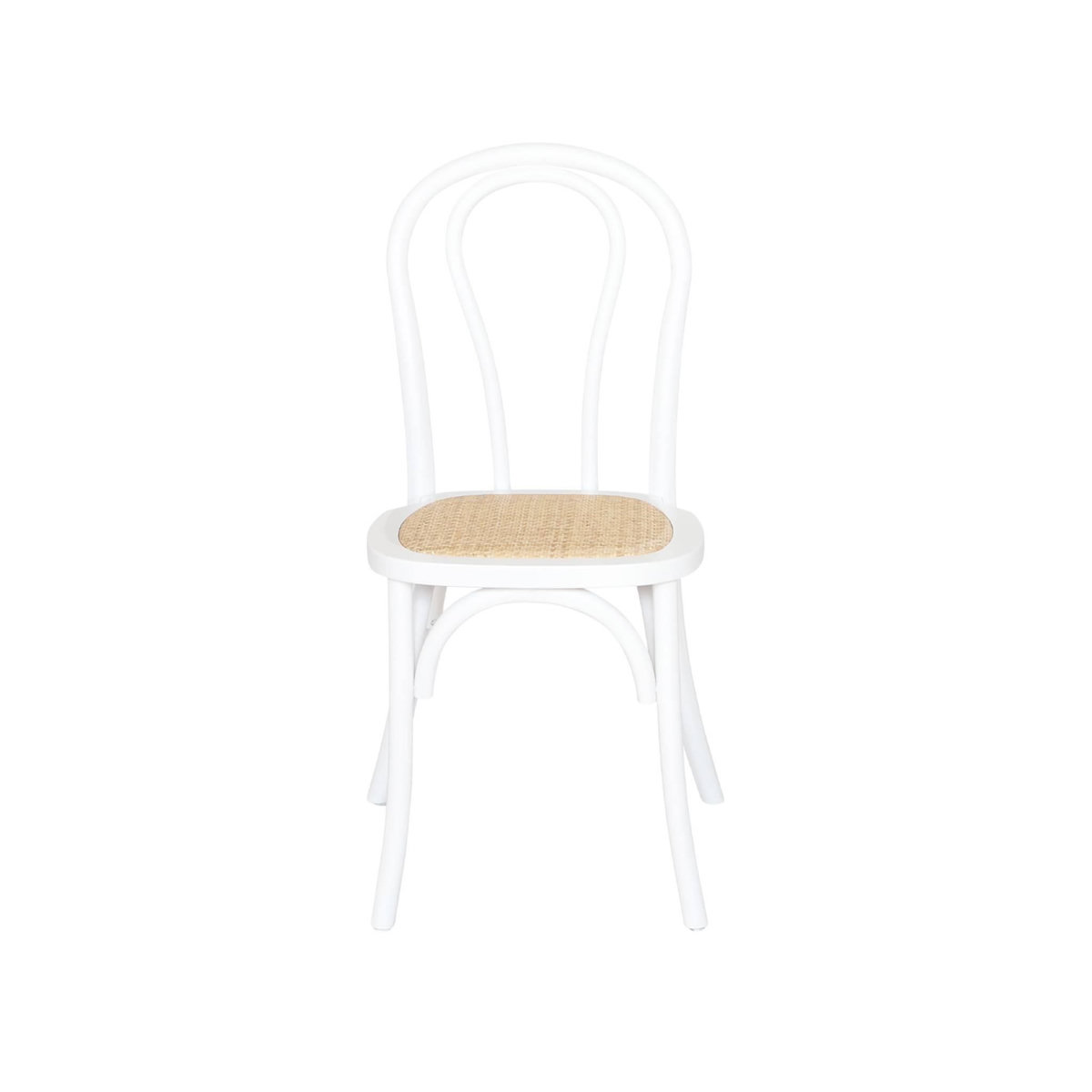 SWEEEK Lot de 4 chaises vintage en bois avec assise en rotin et dossier arrondi. coloris blanc. L 48 x P 49.5 x H 90cm
