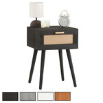 IDIMEX Table de chevet KIRAN 1 tiroir, en bois et lin
