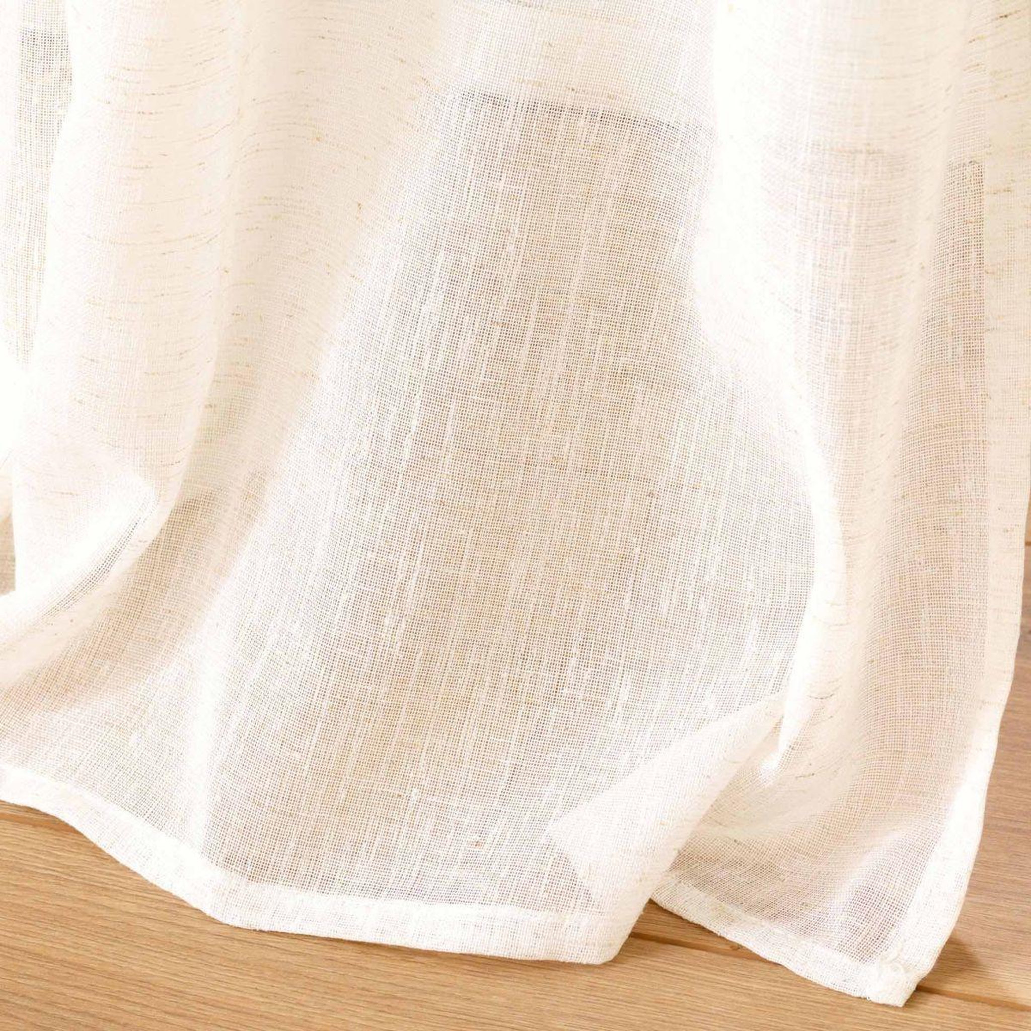 Voir la diapositive 3 : Douceur d'Intérieur Rideau voilage à œillets imprimé  lotus  140x240cm beige