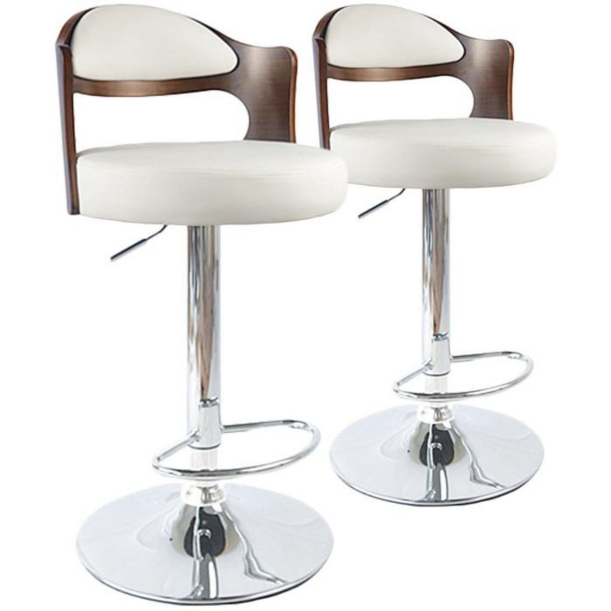 Paris Prix Lot de 2 Chaises de Bar  David  90-110cm Noisette & Blanc