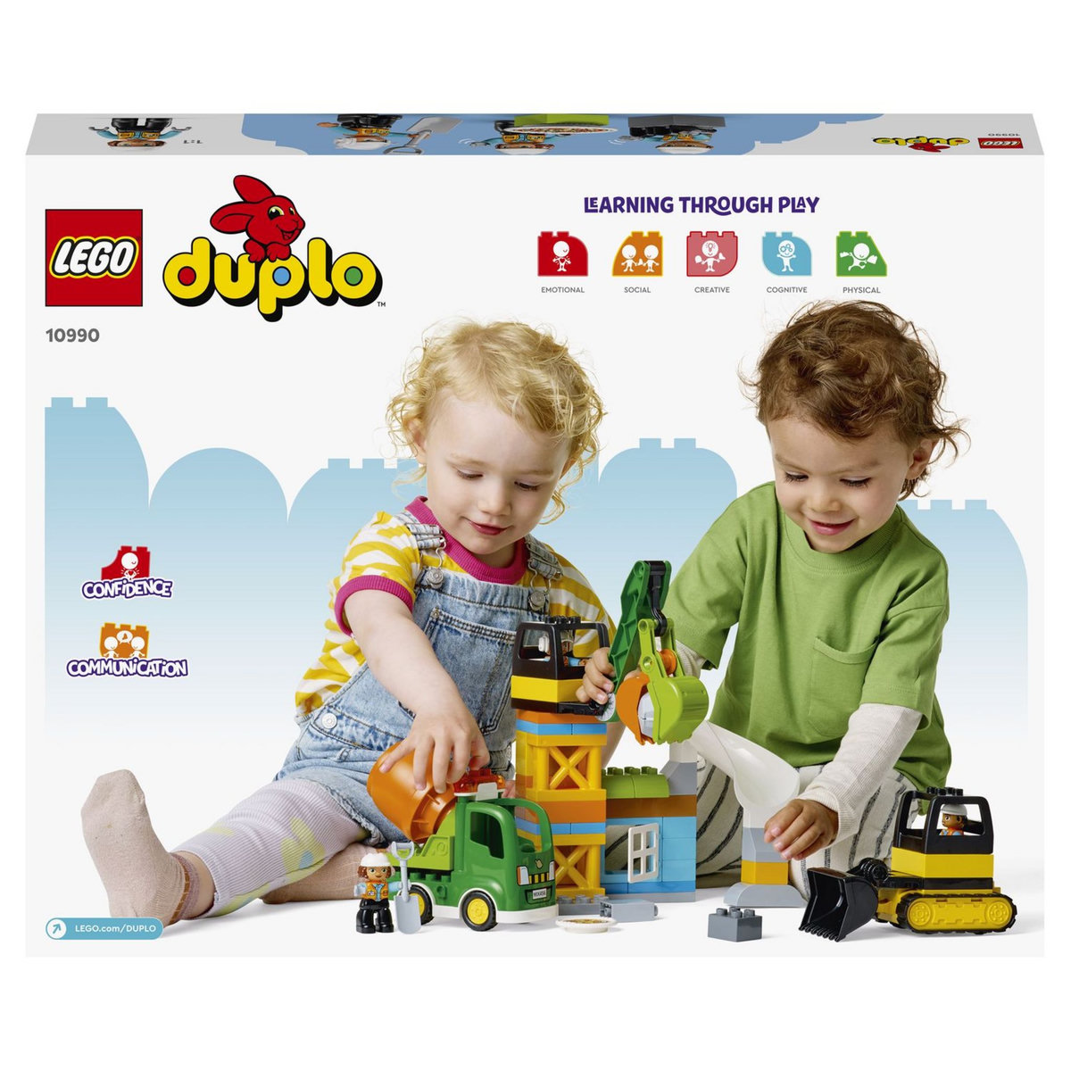 LEGO Duplo Ma ville 10990 Le chantier de construction, Jouet Grue, Bulldozer et Bétonnière