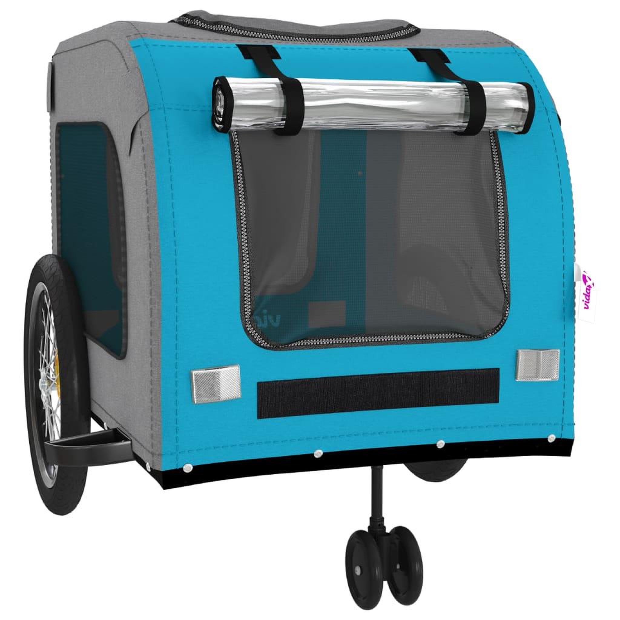 Voir la diapositive 5 : VIDAXL Remorque de velo pour animaux de compagnie bleu et gris