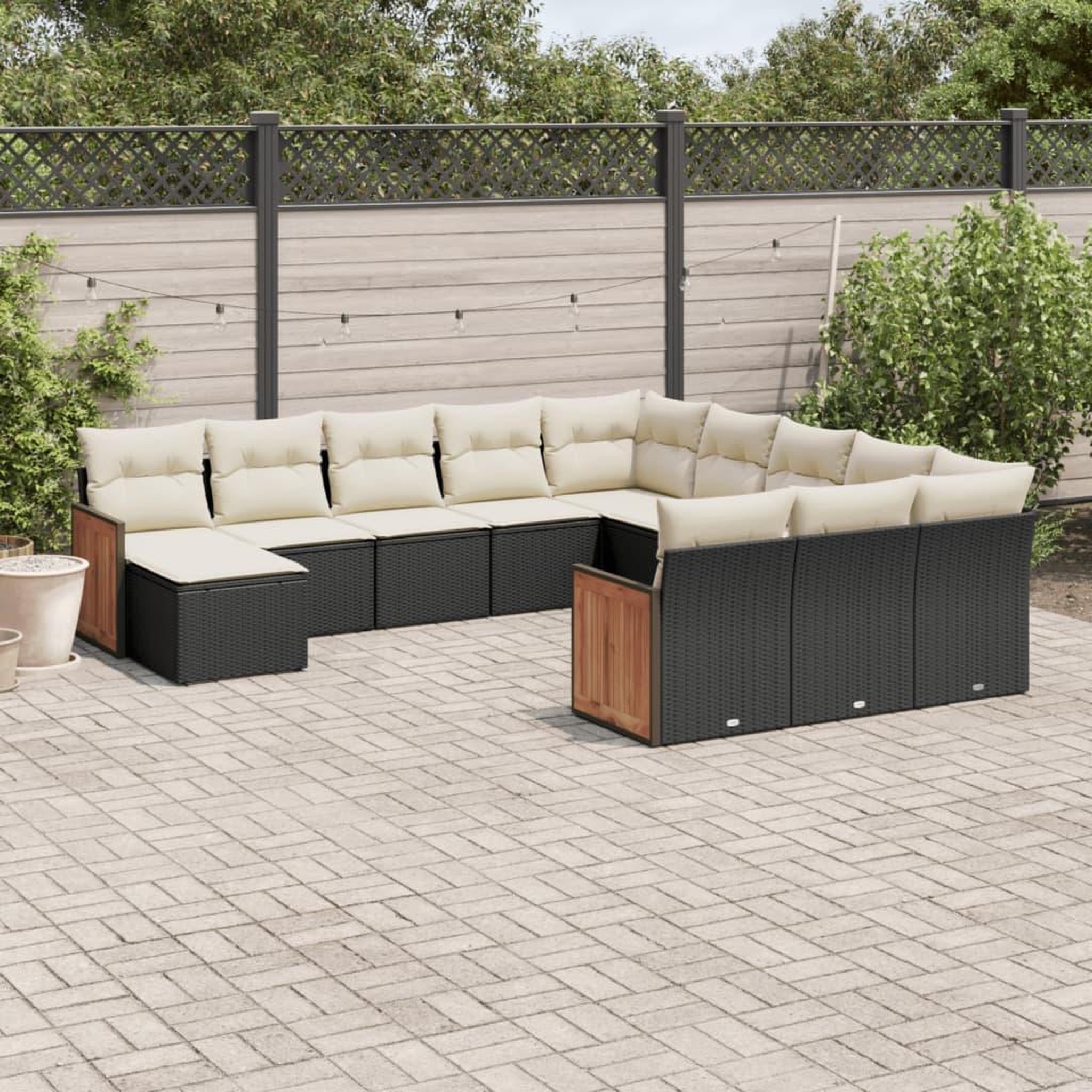 VIDAXL Salon de jardin 12 pcs avec coussins noir resine tressee