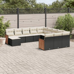 VIDAXL Salon de jardin 12 pcs avec coussins noir resine tressee