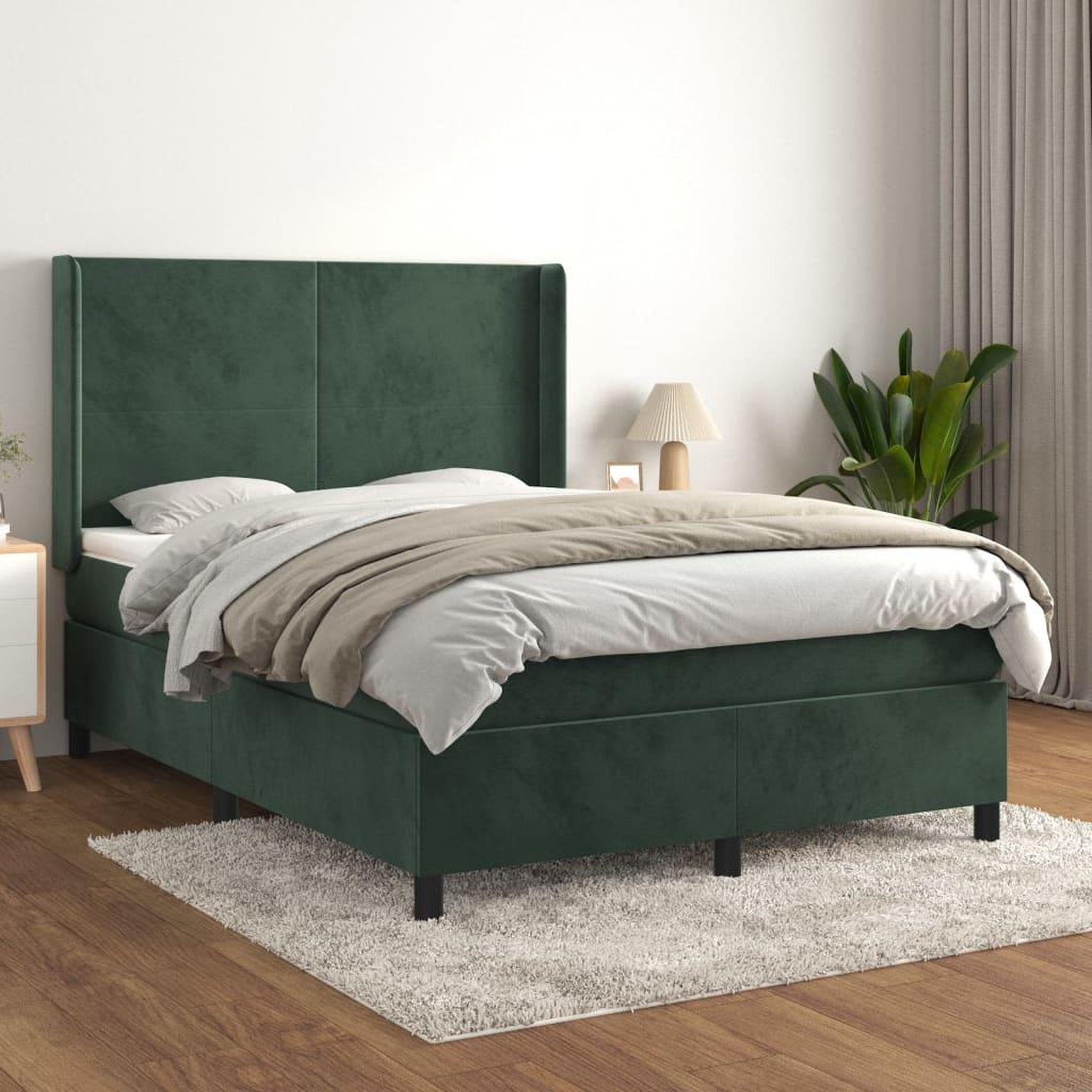 VIDAXL Sommier a lattes de lit et matelas Vert fonce 140x190cm Velours