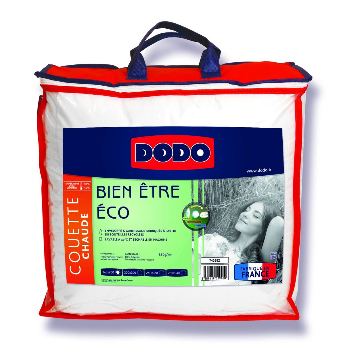DODO Couette Chaude BIEN ÊTRE ÉCO 350 g/m²