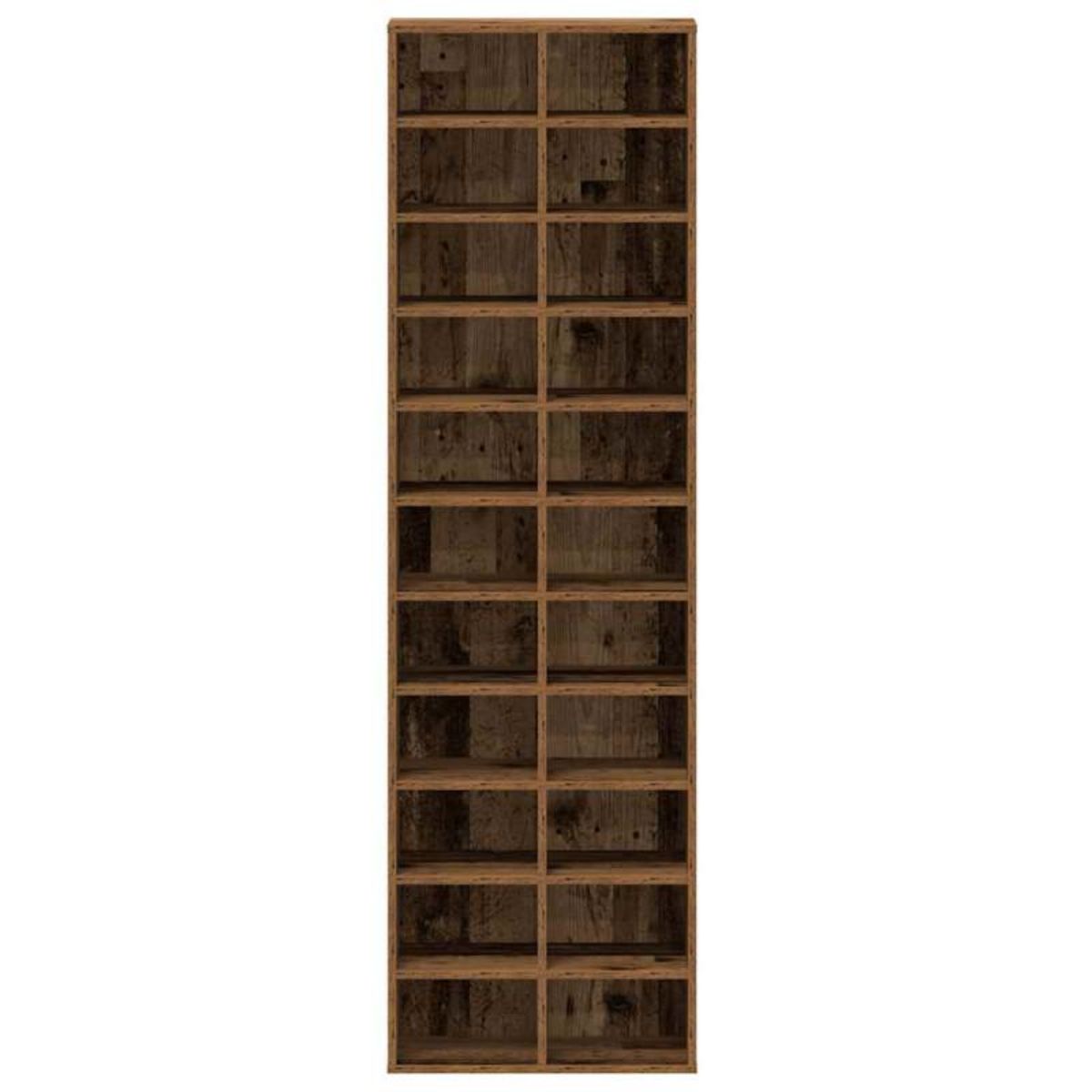 VIDAXL Armoire à chaussures vieux bois 54x34x183 cm bois ingénierie