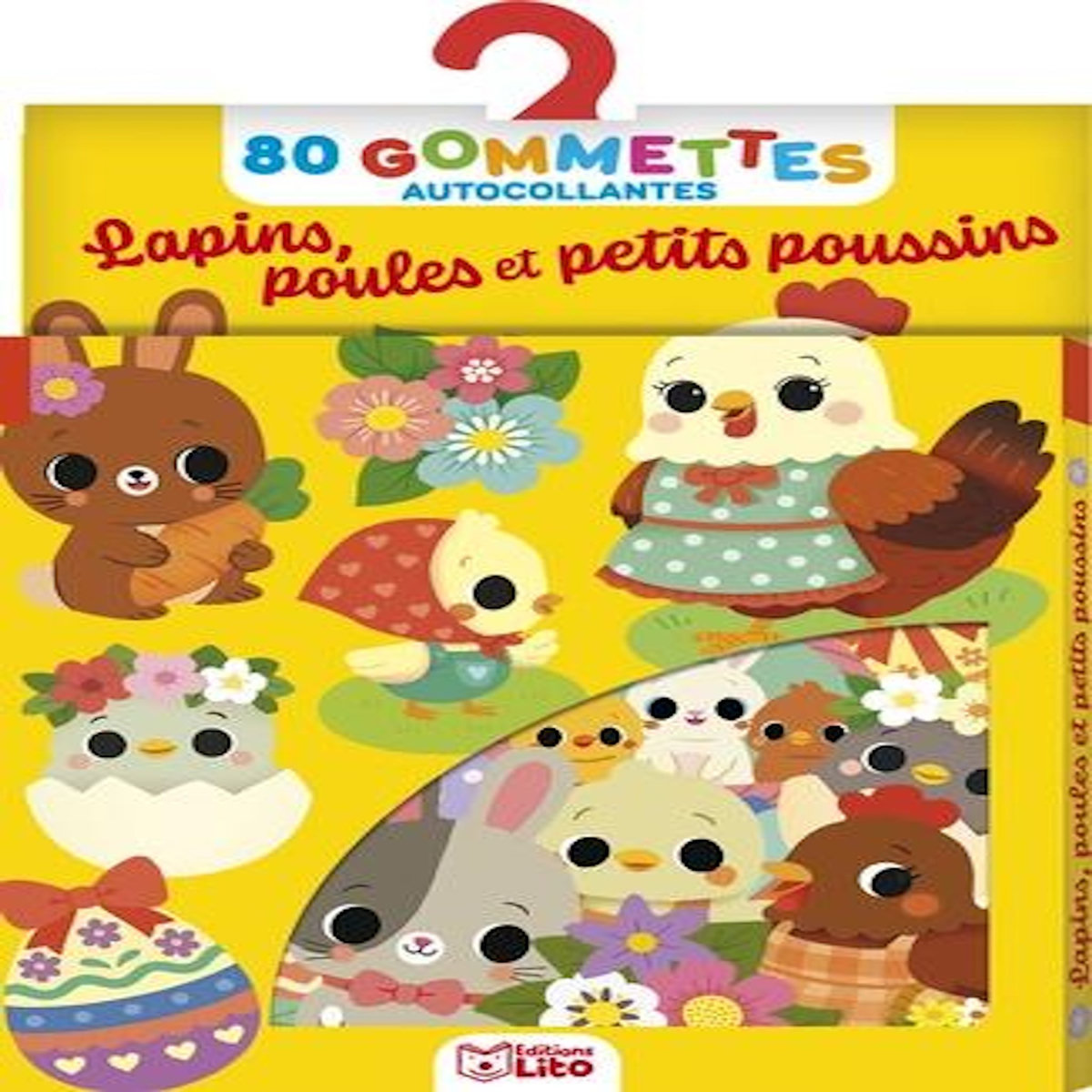 LAPINS, POULES ET PETITS POUSSINS. 80 GOMMETTES AUTOCOLLANTES, Paku