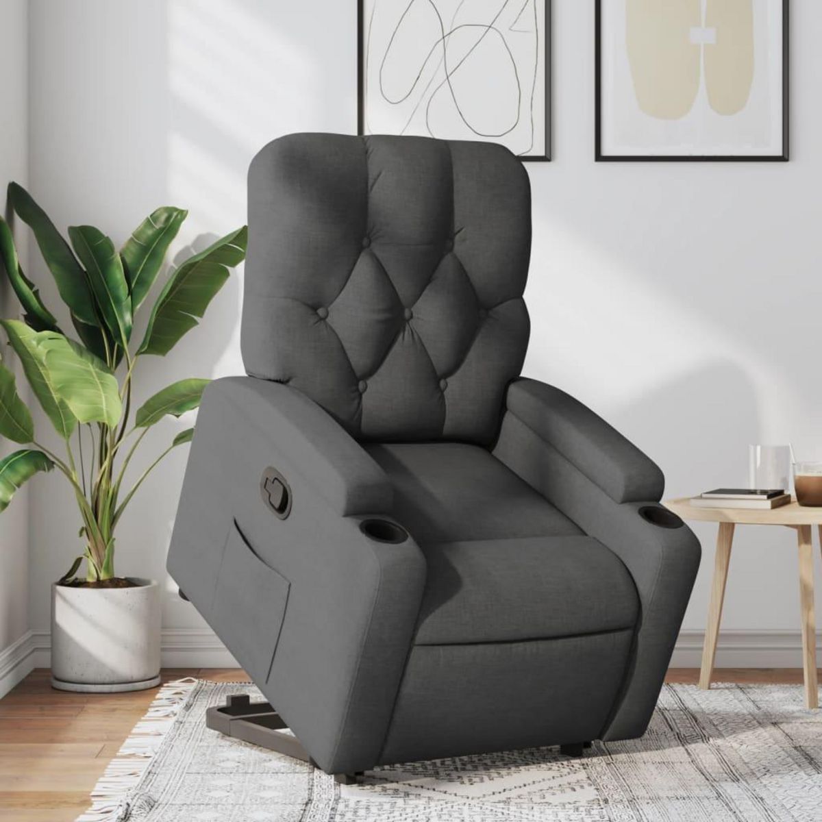 VIDAXL Fauteuil inclinable Gris fonce Tissu