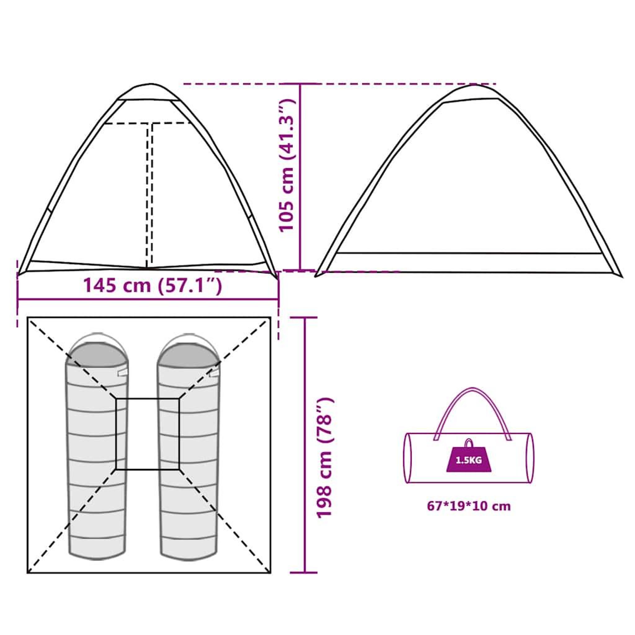 Voir la diapositive 6 : VIDAXL Tente de camping a dome 2 personnes camouflage impermeable