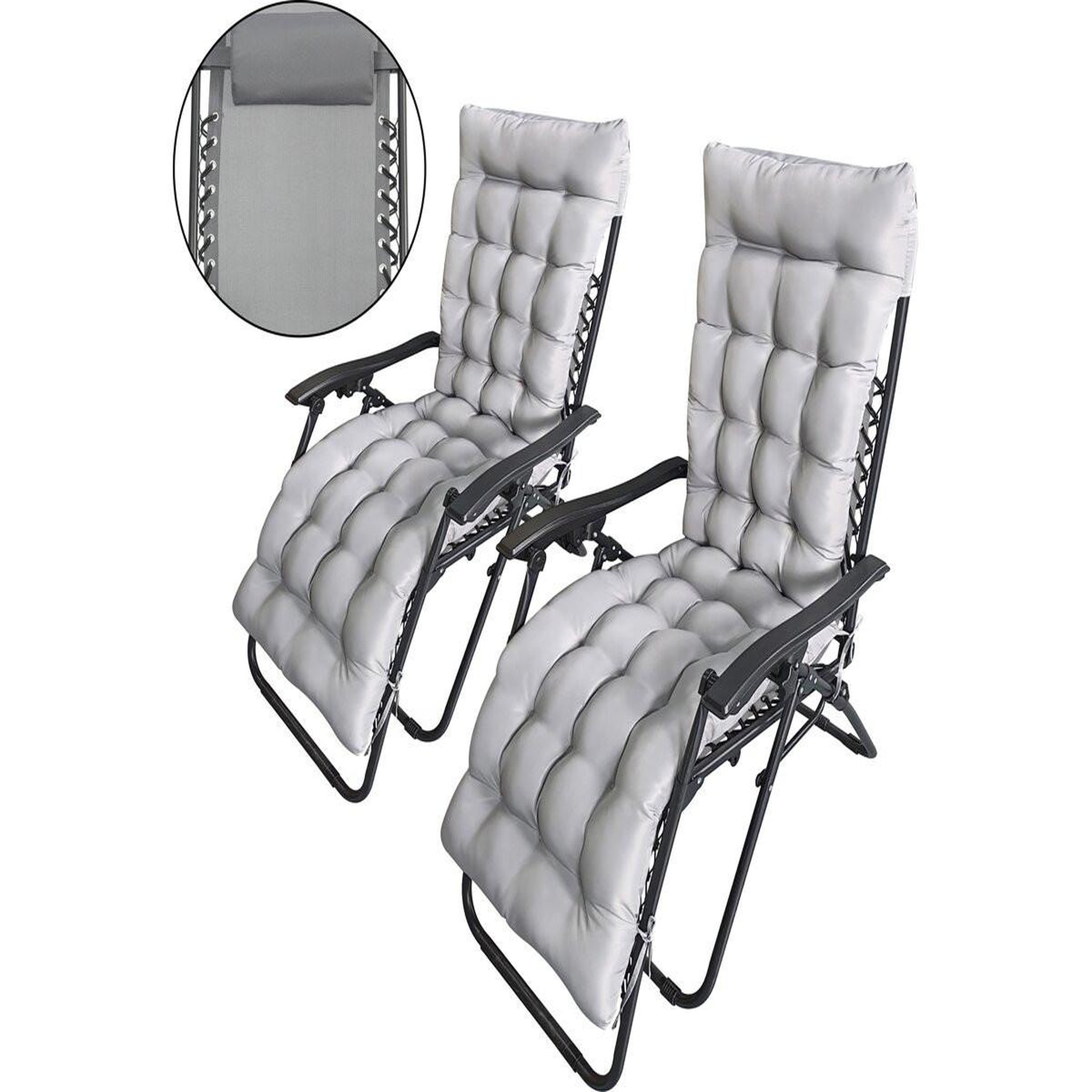 Habitat et Jardin Lot de 2 fauteuils de jardin inclinable zéro gravité avec coussin matelassé  sintra  - gris