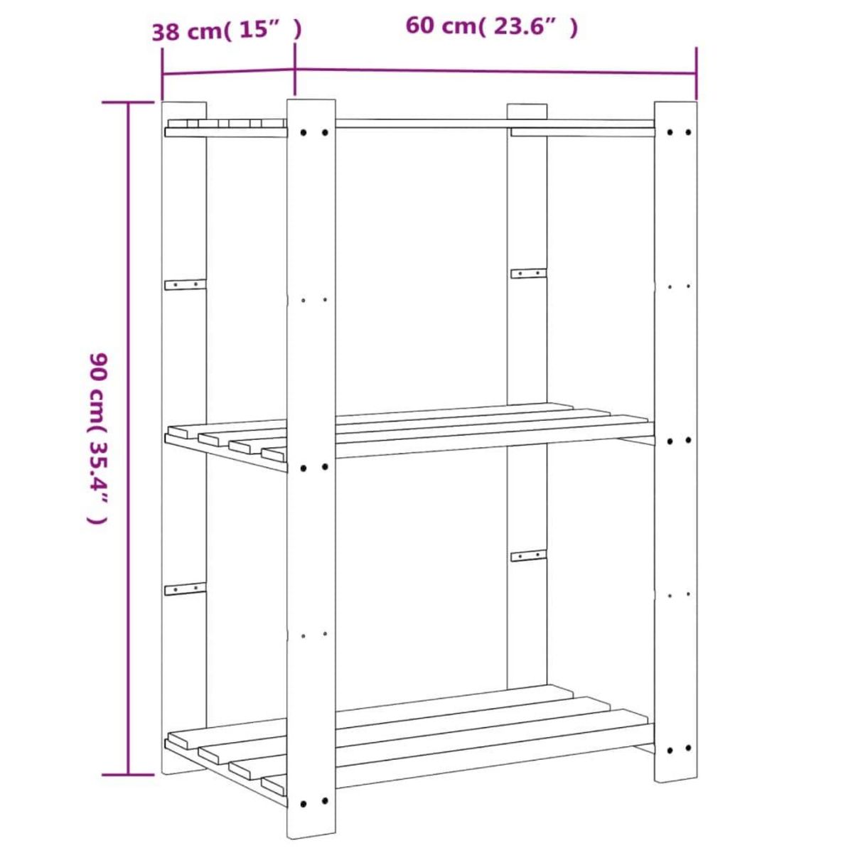 VIDAXL Support de rangement a 3 niveaux marron 60x38x90 cm bois de pin