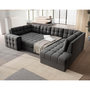 Voir la diapositive 2 : BEST MOBILIER Nappa - canapé panoramique d'angle gauche 7 places convertible avec coffre en velours