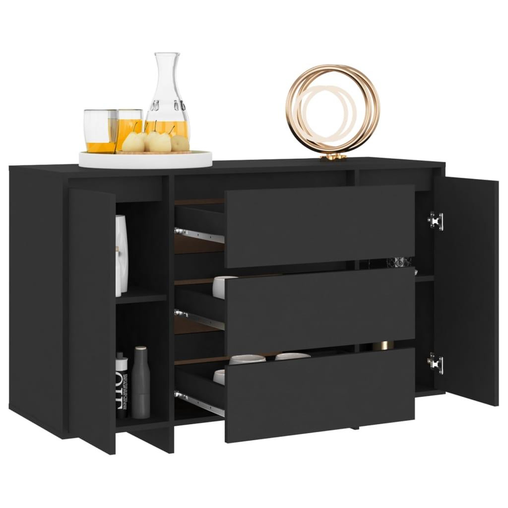Voir la diapositive 3 : VIDAXL Buffet avec 3 tiroirs Noir 120x41x75 cm Bois d'ingenierie