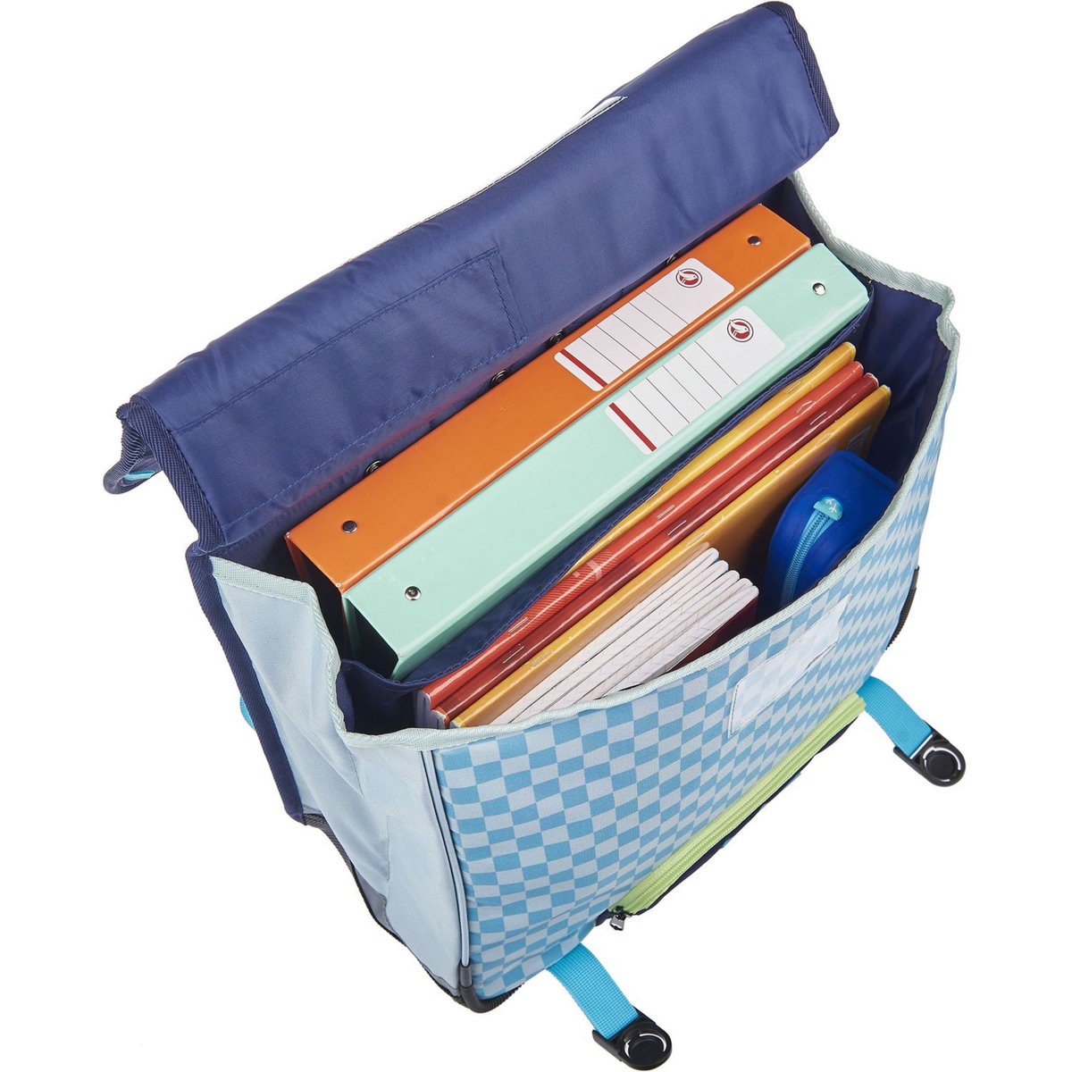 AUCHAN Cartable à roulettes bleu SKATE