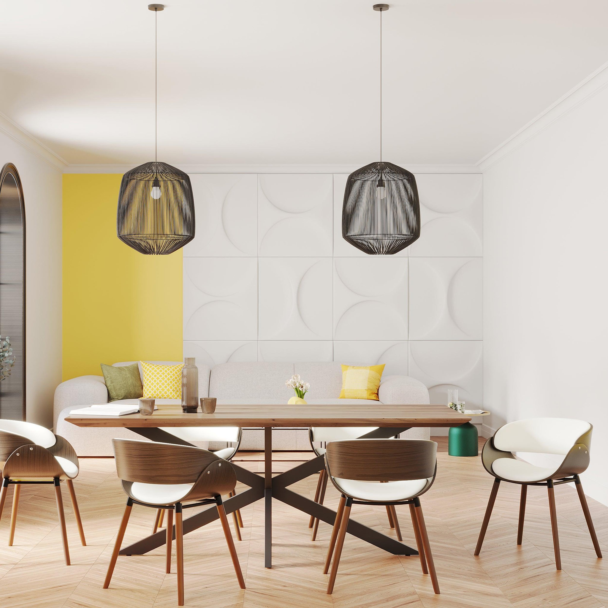 Voir la diapositive 5 : MAISON PAVANE Chaise en cuir synthétique blanc et bois plaqué noyer-polo