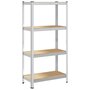 Voir la diapositive 2 : VIDAXL Etagere de rangement 4 niveaux Argente Acier et bois ingenierie