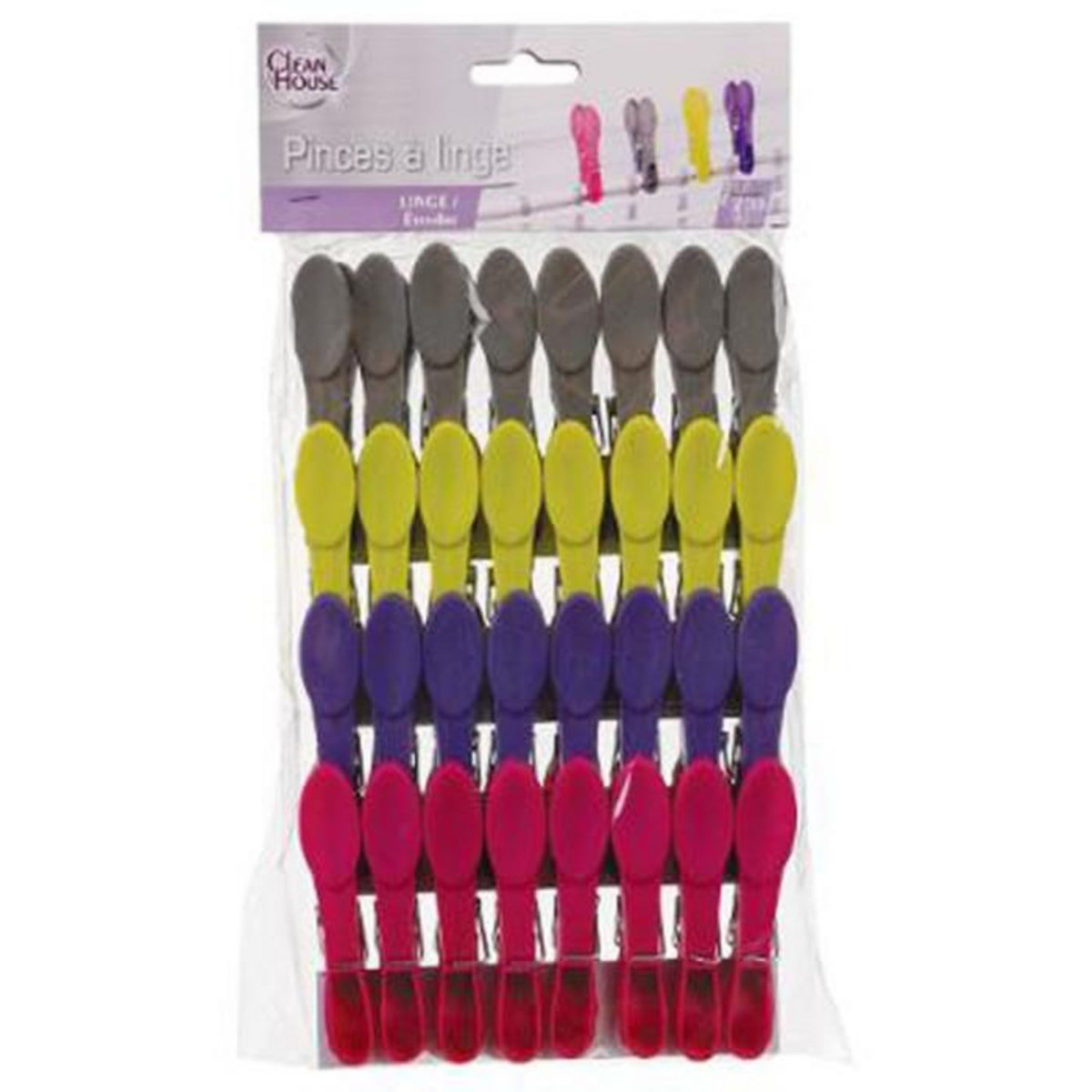 B BASIC & CO Lot de 32 Pinces à Linge  Arrondies  8cm Multicolore