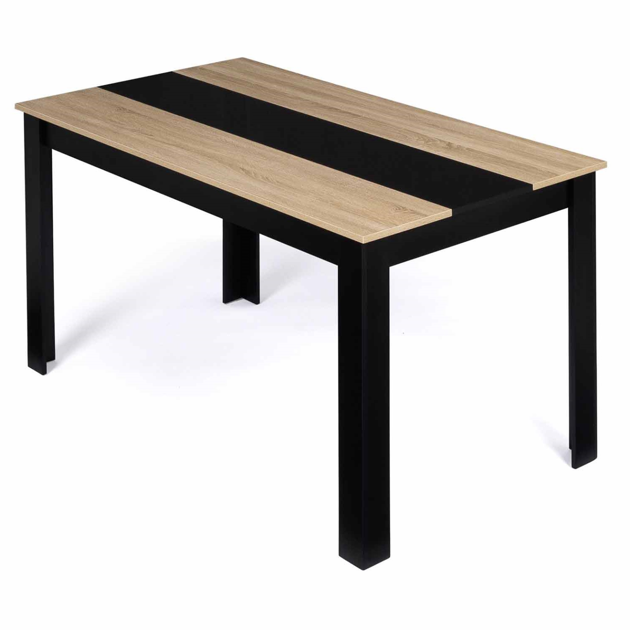 Voir la diapositive 3 : ID MARKET Table à manger rectangle georgia 6 personnes noire et imitation hêtre 140 x 80 cm