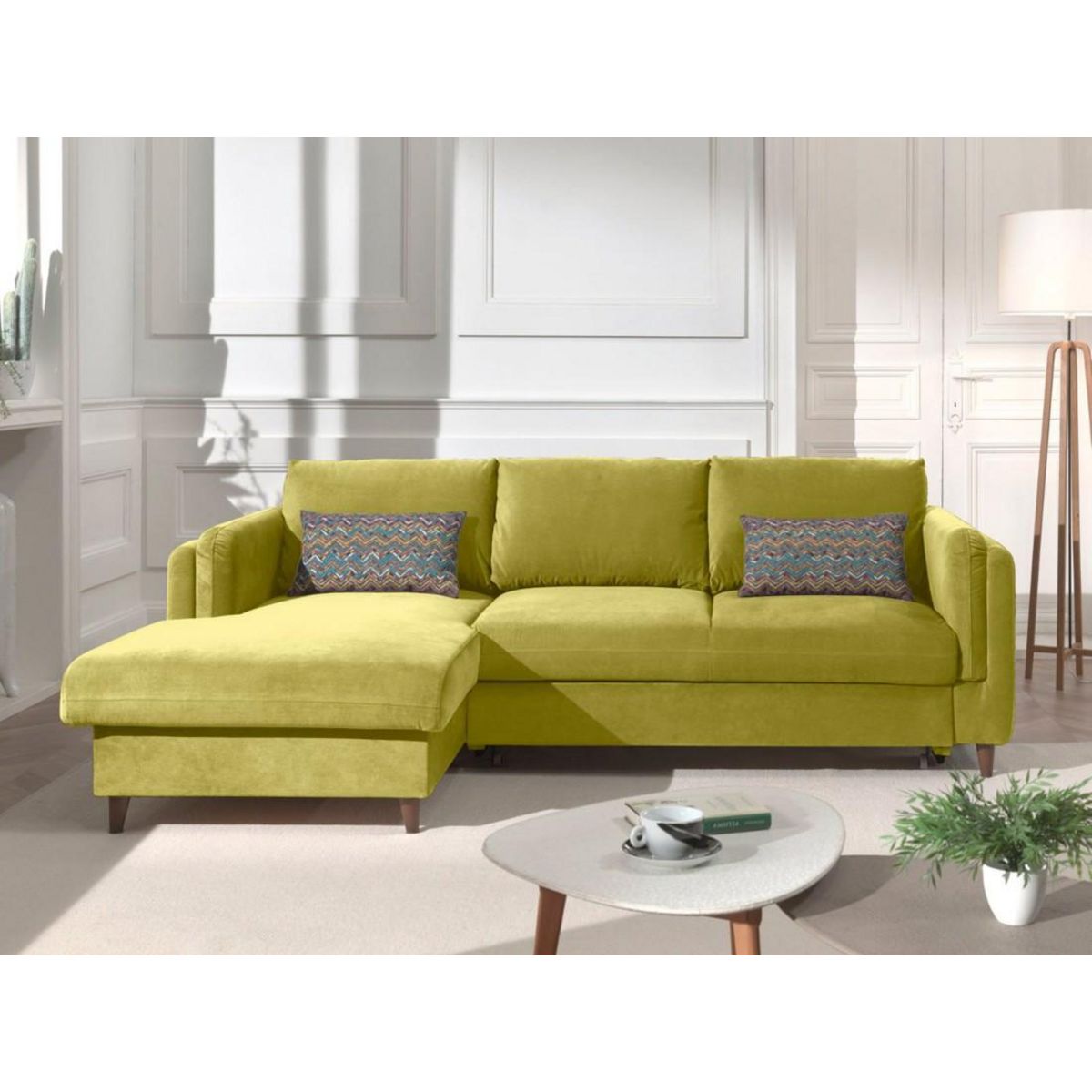 LISA DESIGN Brooke - canapé d'angle gauche - convertible avec coffre - 4 places - en velours