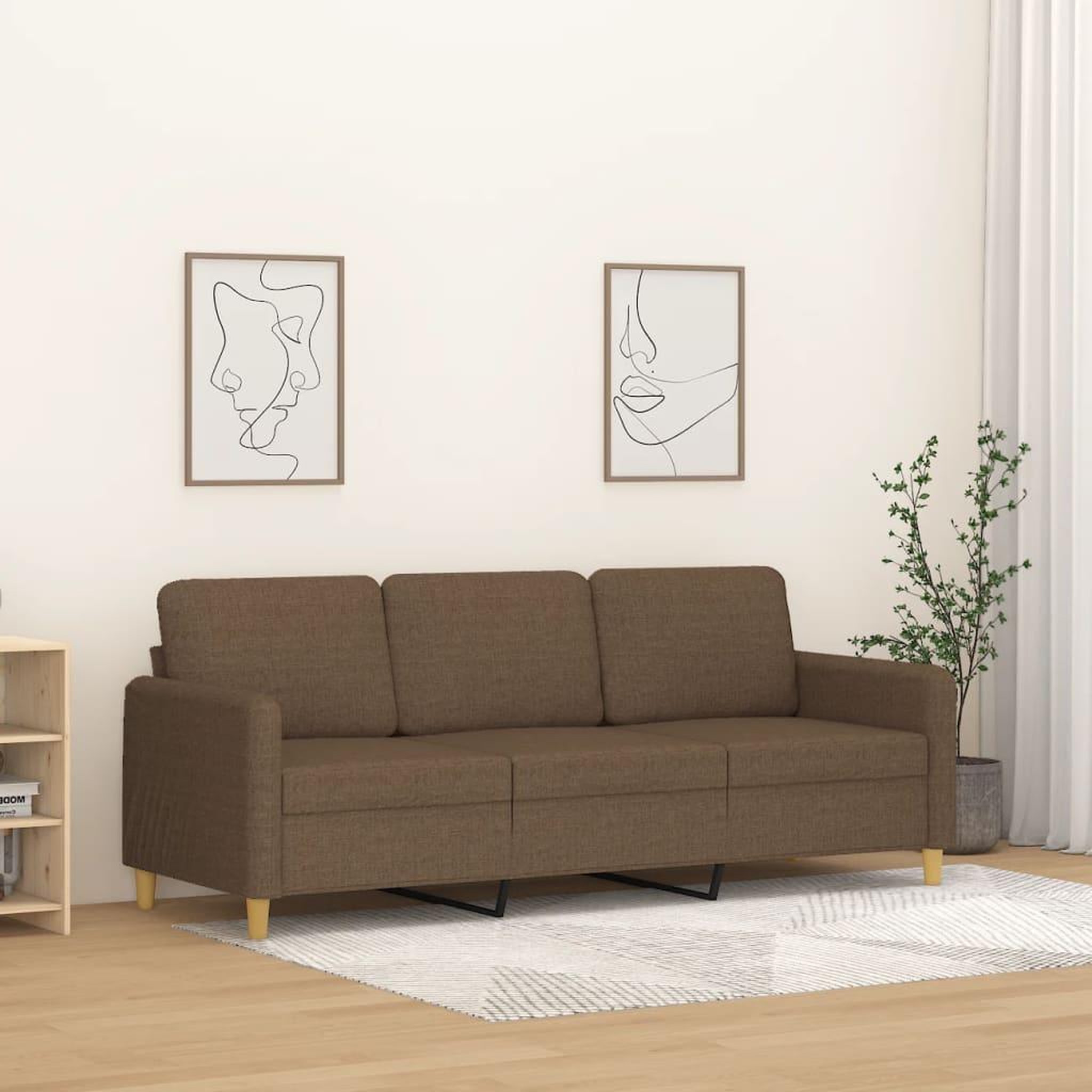 VIDAXL Canape a 3 places Marron 180 cm Tissu