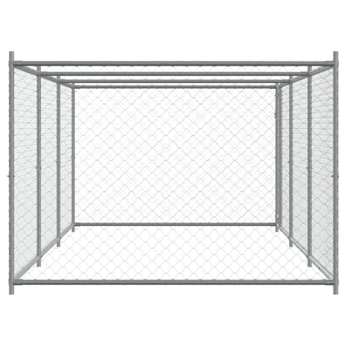 VIDAXL Cage pour chien avec porte gris 6x2x1,5 m acier galvanise