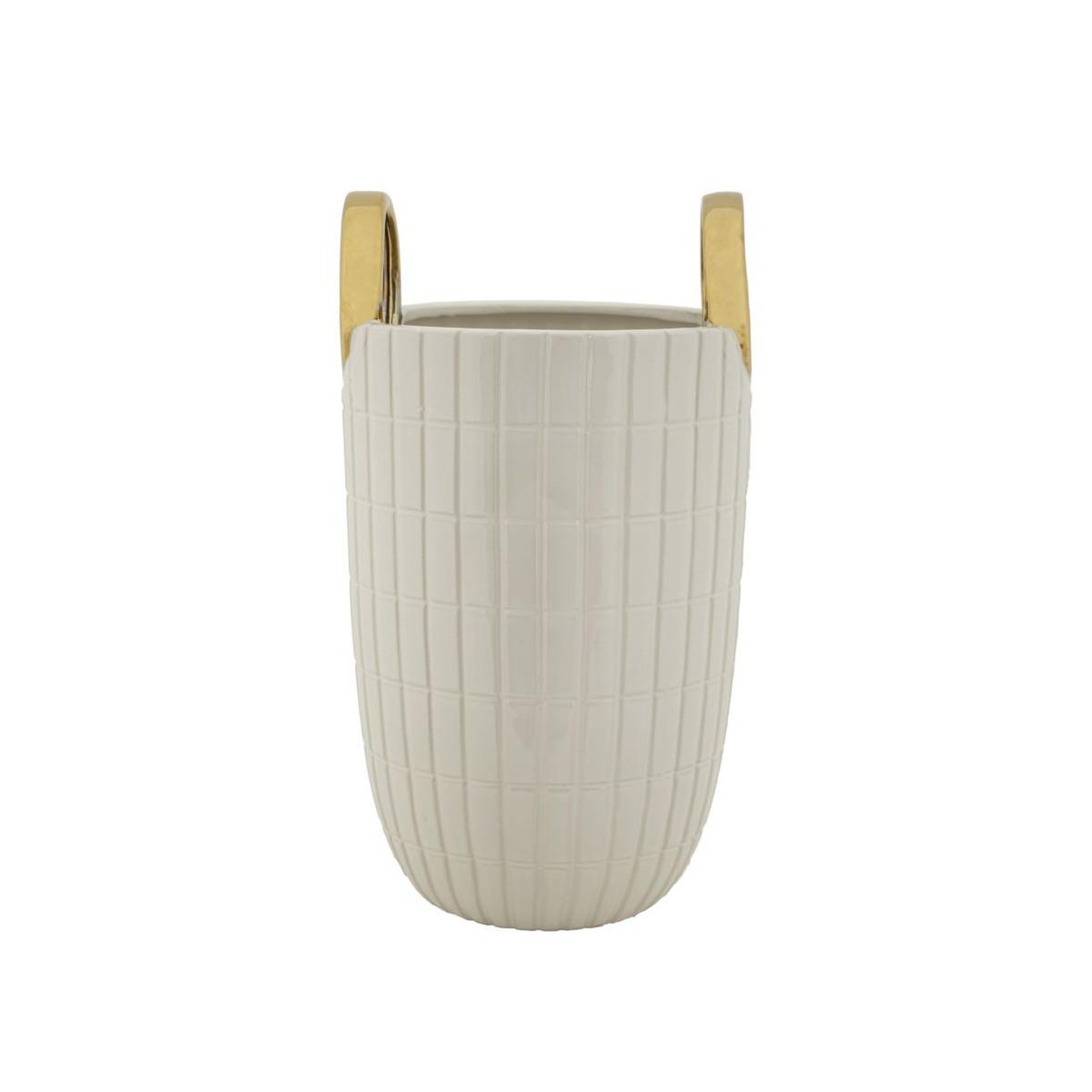 Voir la diapositive 2 : Paris Prix Vase design en céramique  shopping  25cm blanc