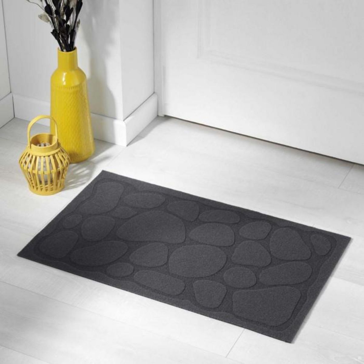 Paris Prix Tapis d'Entrée à Motifs  Graphite  45x75cm Noir