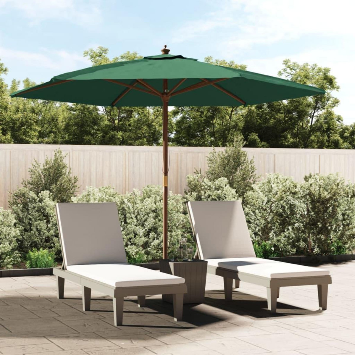 VIDAXL Parasol de jardin avec mat en bois vert 299x240 cm