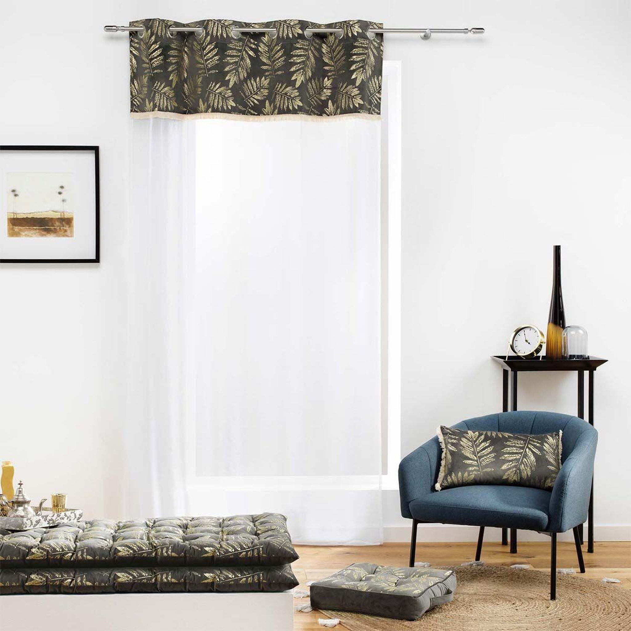 Voir la diapositive 3 : Douceur d'Intérieur Coussin déco à franges  adelor  30x50cm anthracite